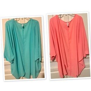 Zenana Outfitters Coral and Teal Tops